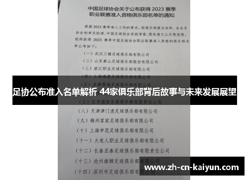 足协公布准入名单解析 44家俱乐部背后故事与未来发展展望